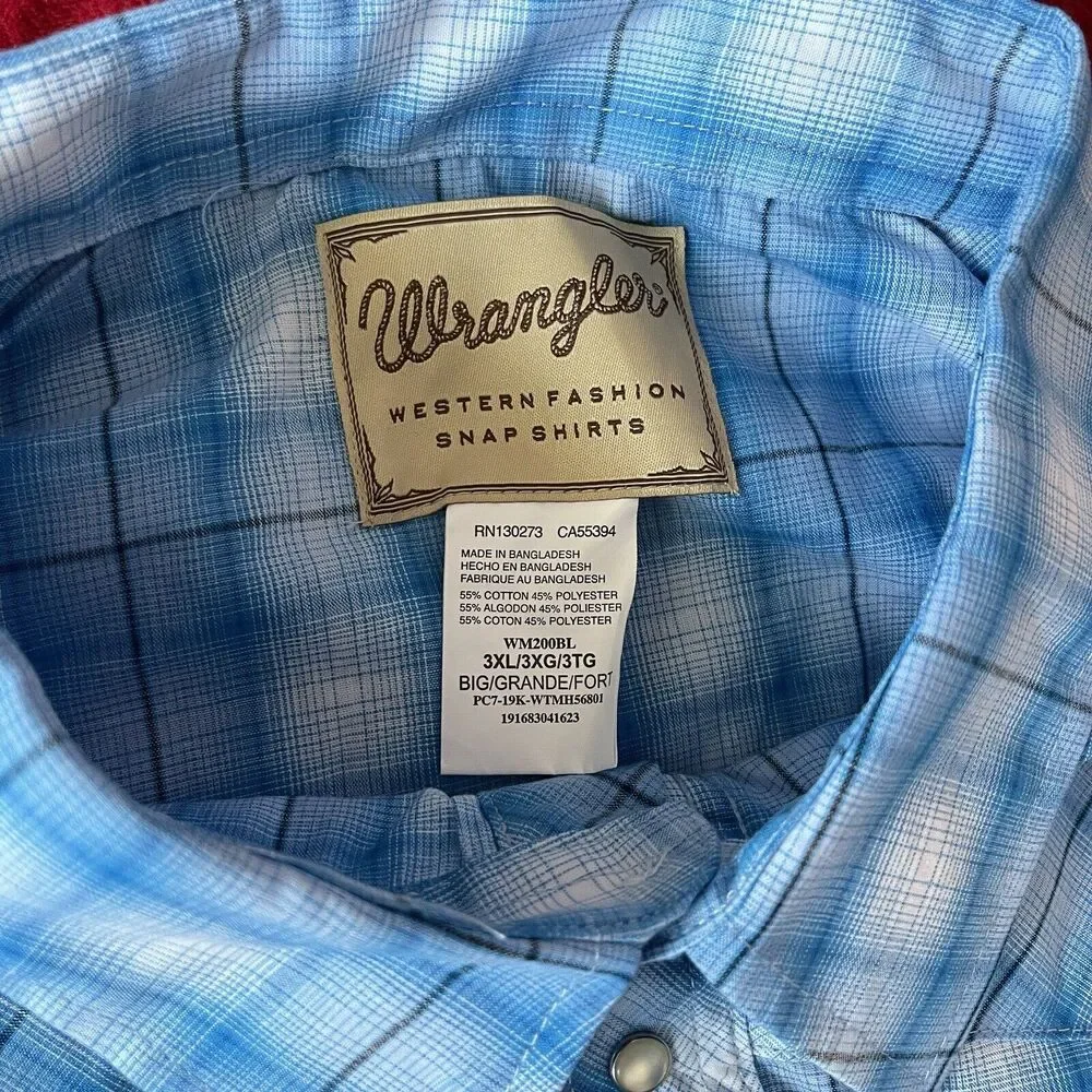 NWT Wrangler Pearl Snap Men's Short Sleeve Western Shirt Pockets Size 3XL - Picture 2 of 6